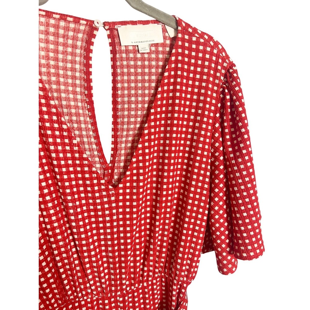Anthropologie Ett:twa Margaret Jumpsuit Size 2 Red White Check Gingham - Picture 6 of 9